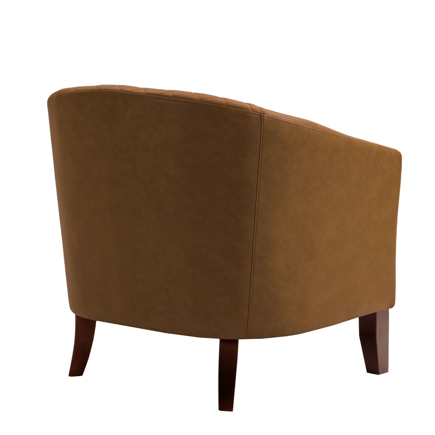 2 Set 29 W Vegan Leather Barrel Accent Chairs with Nailheads Trim