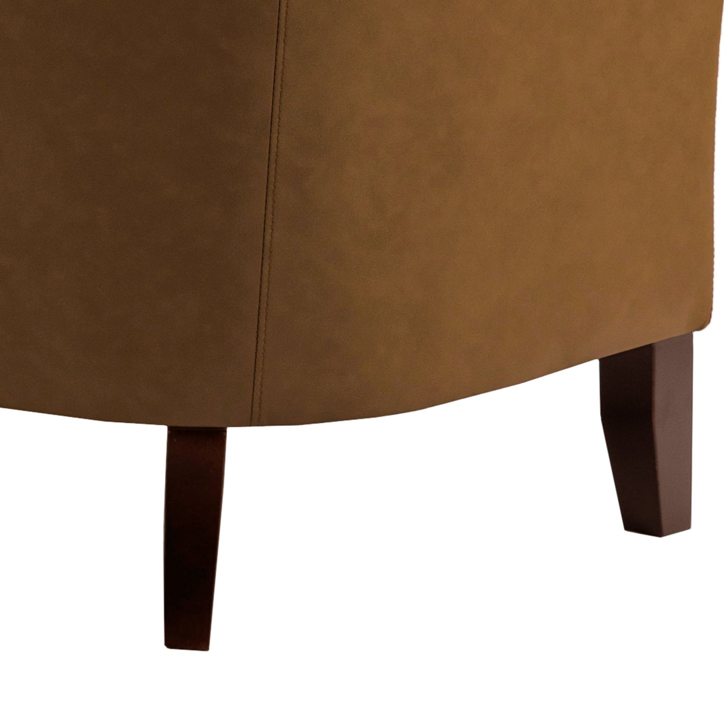 2 Set 29 W Vegan Leather Barrel Accent Chairs with Nailheads Trim