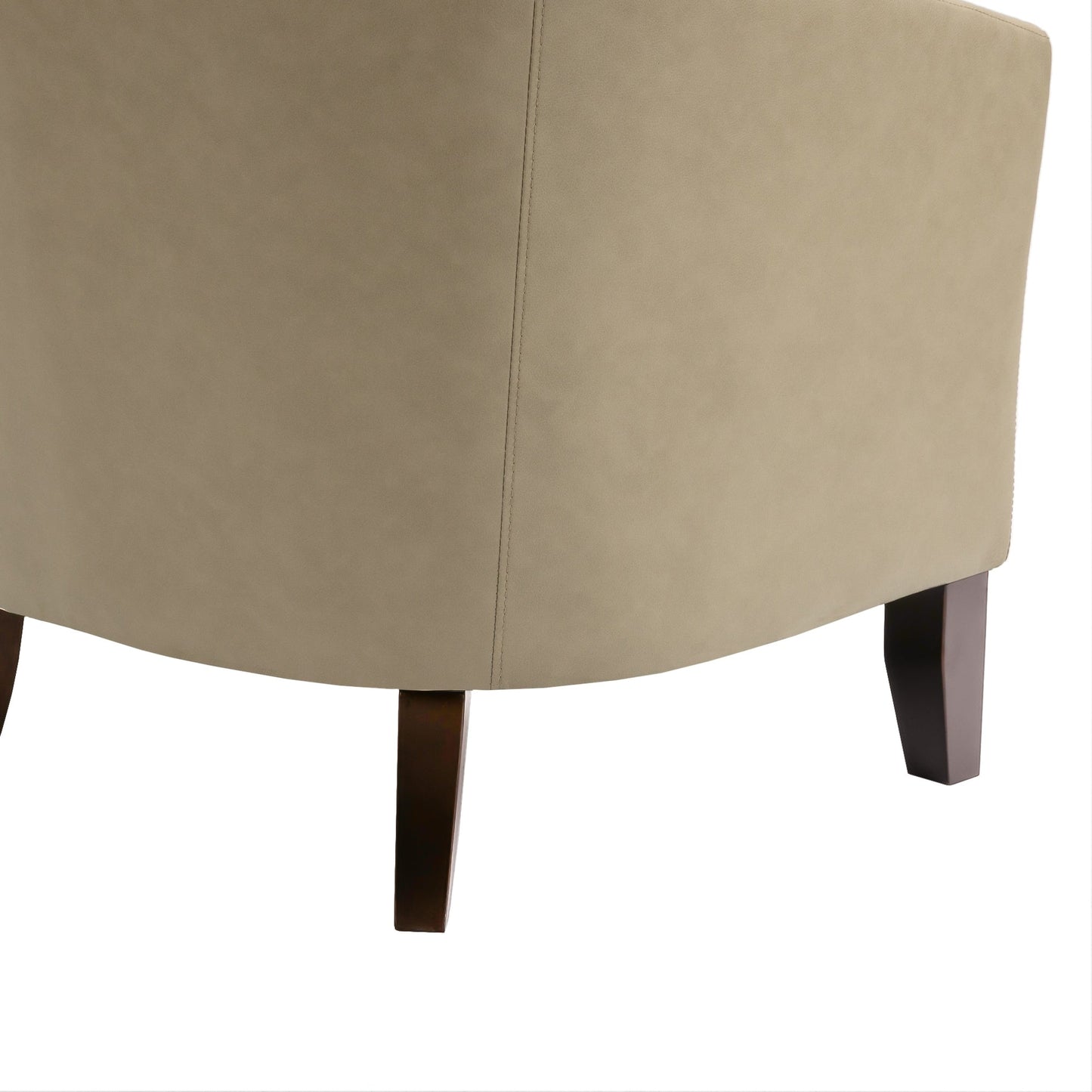 2 Set 29 W Vegan Leather Barrel Accent Chairs with Nailheads Trim