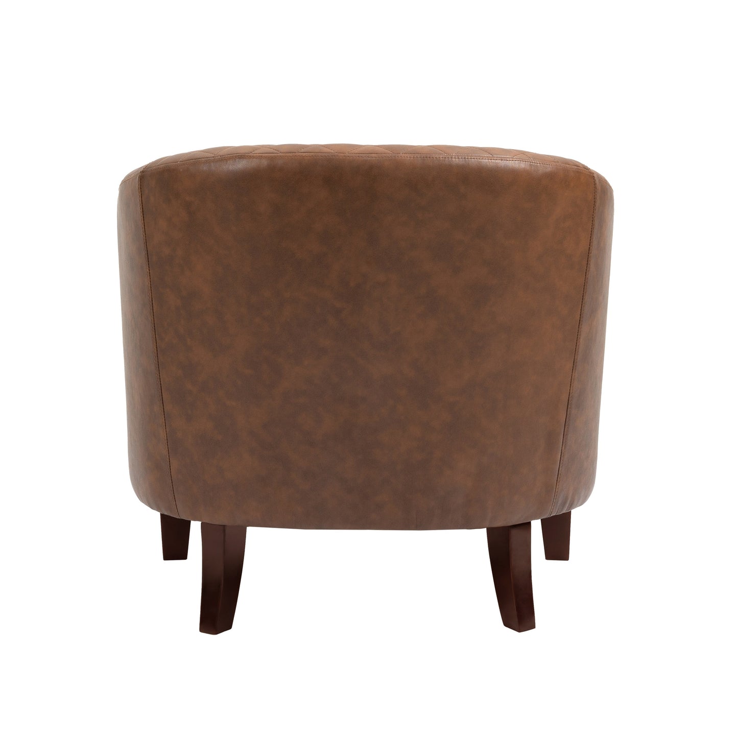 2 Set 29 W Vegan Leather Barrel Accent Chairs with Nailheads Trim