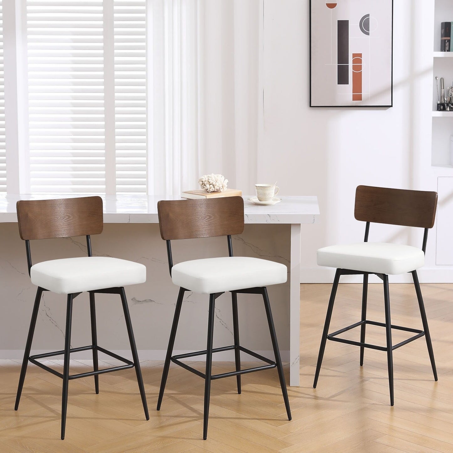 Faux Leather Upholstered Swivel Counter/Bar Stools Set of 2/3/4
