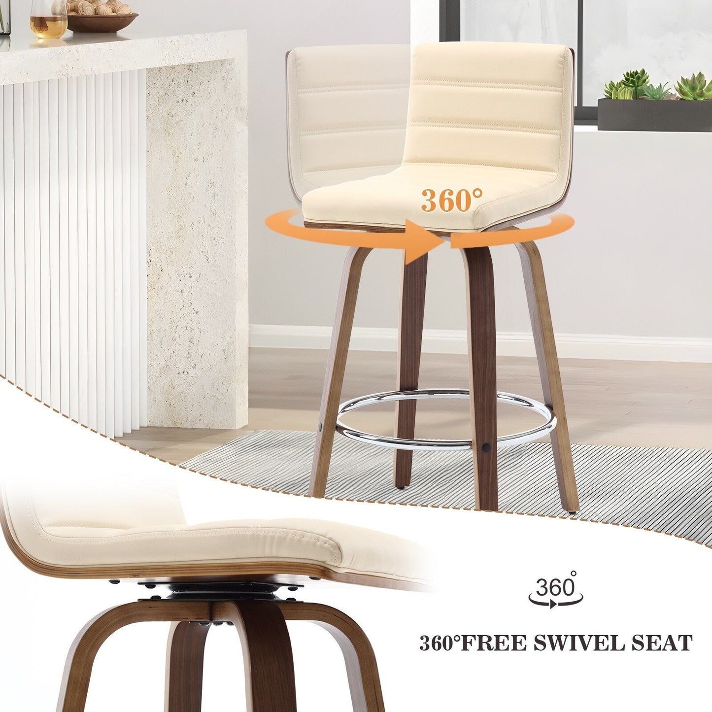 26/29 Faux Leather Swivel Bar/Counter Stools, Set of 2/3