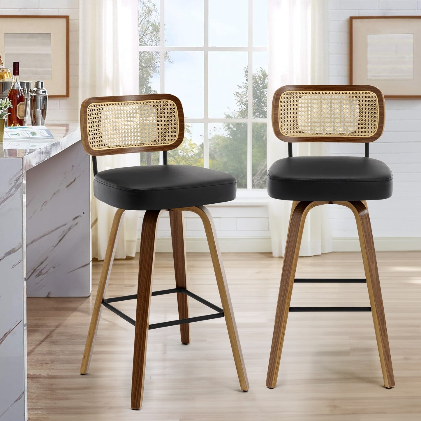 26/29 Swivel Bar Stools/ Counter Stools with Bentwood Legs