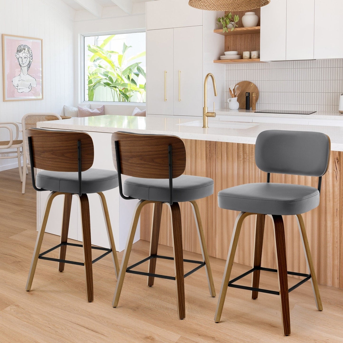 26/29 Swivel Bar Stools/ Counter Stools with Bentwood Legs