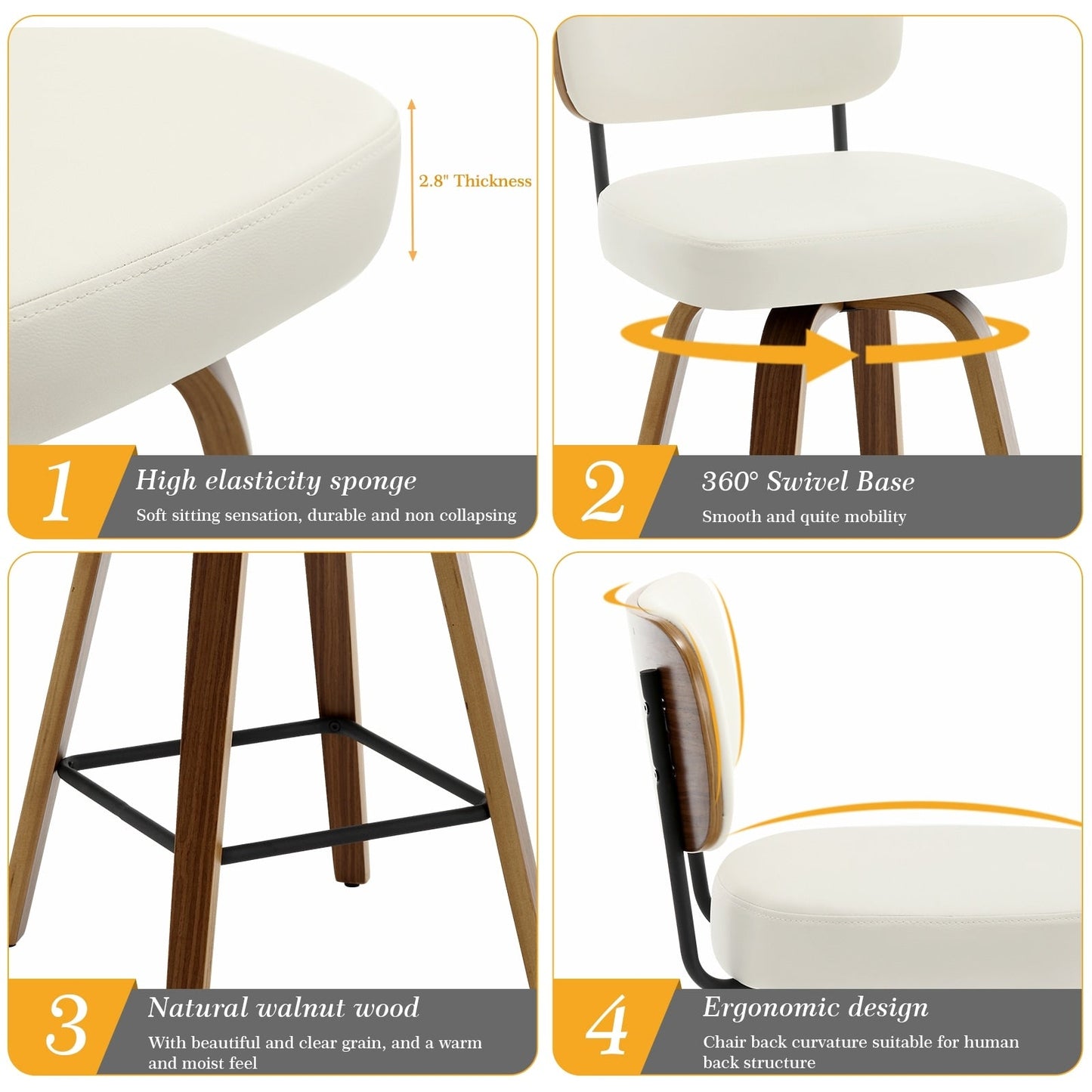 26/29 Swivel Bar Stools/ Counter Stools with Bentwood Legs