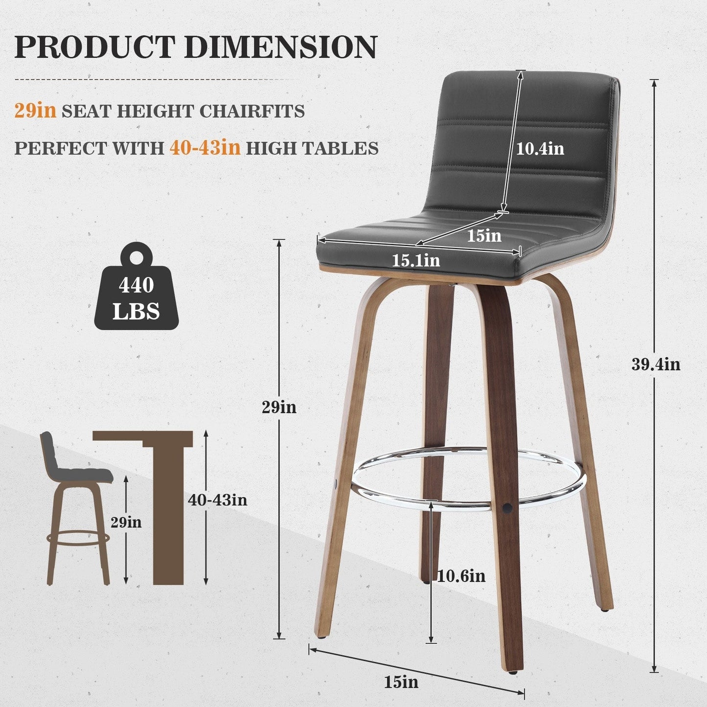 26/29 Faux Leather Swivel Bar/Counter Stools, Set of 2/3