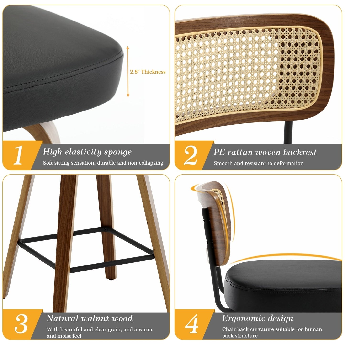 26/29 Swivel Bar Stools/ Counter Stools with Bentwood Legs