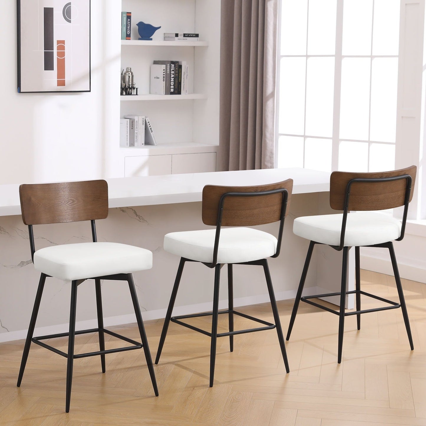Faux Leather Upholstered Swivel Counter/Bar Stools Set of 2/3/4