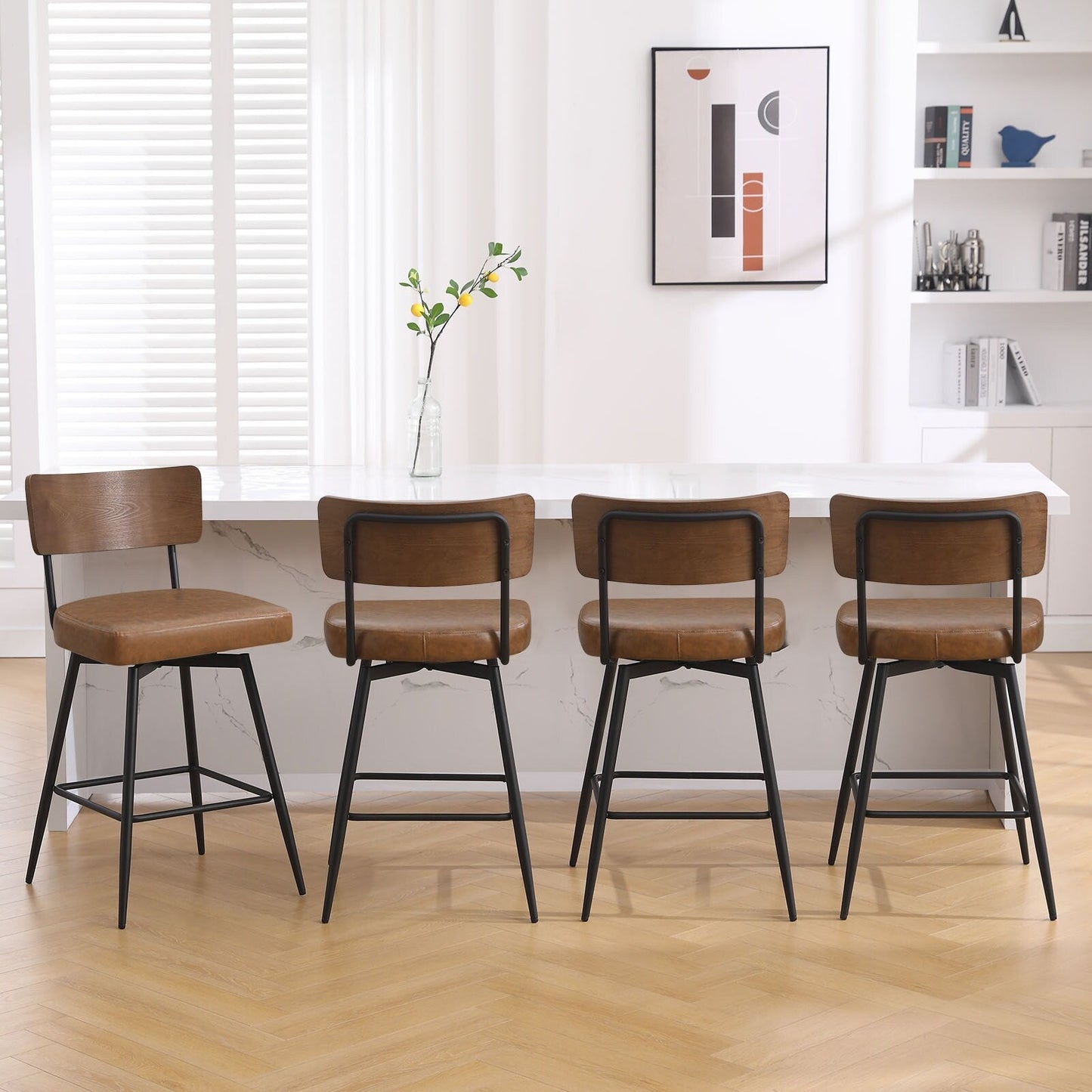 Faux Leather Upholstered Swivel Counter/Bar Stools Set of 2/3/4