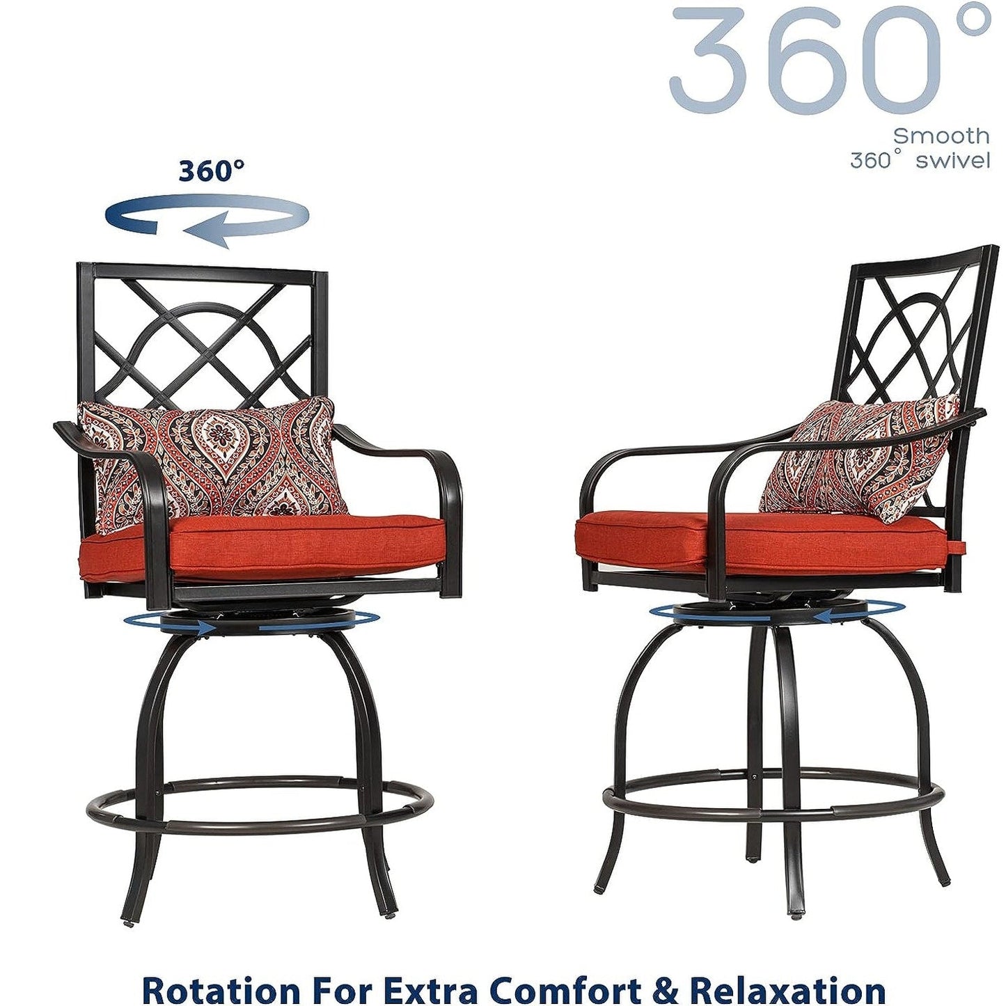 Ensemble bistrot pivotant en métal pour terrasse extérieure, 3 pièces