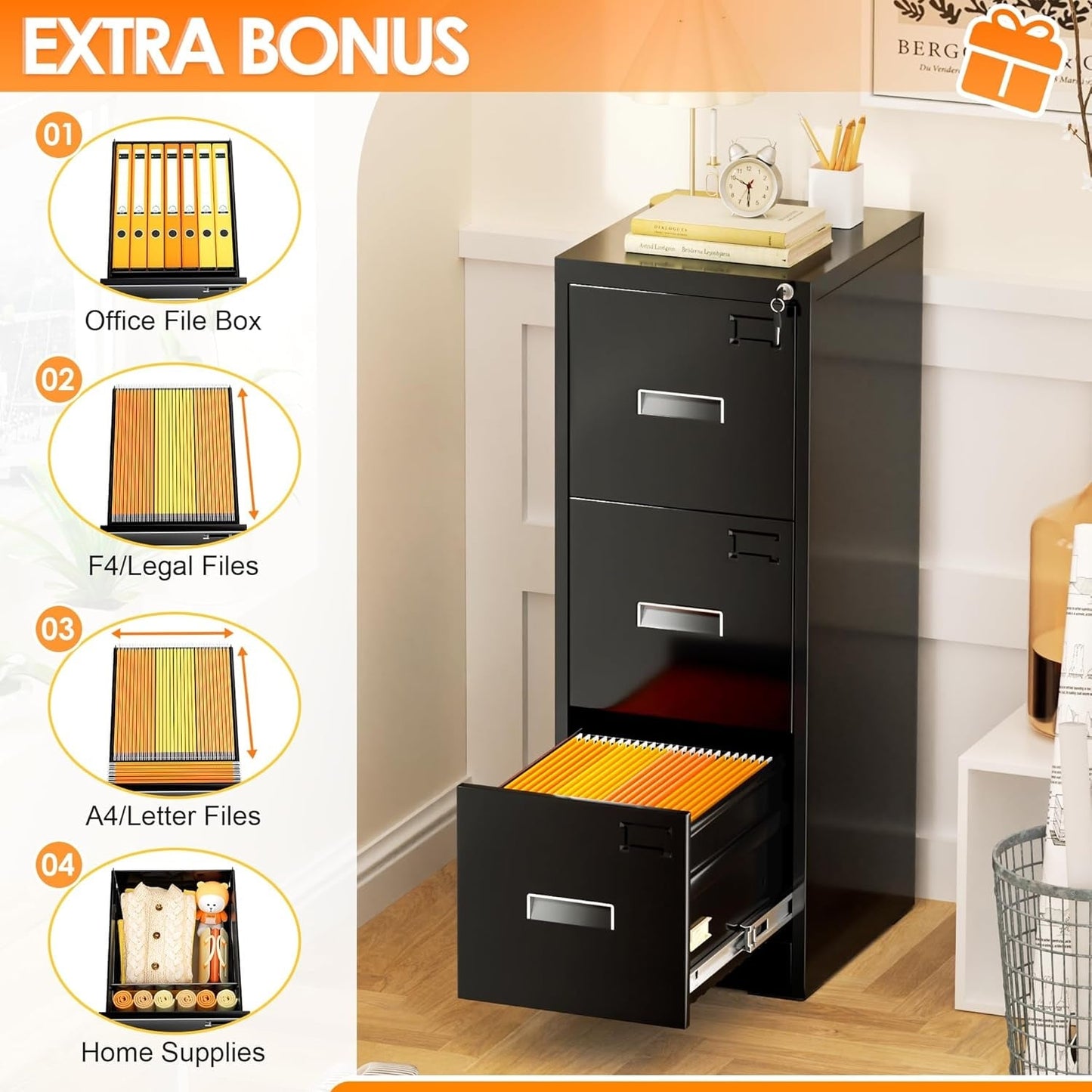3 Drawer Mobile/Vertical File Cabinet for Home Office