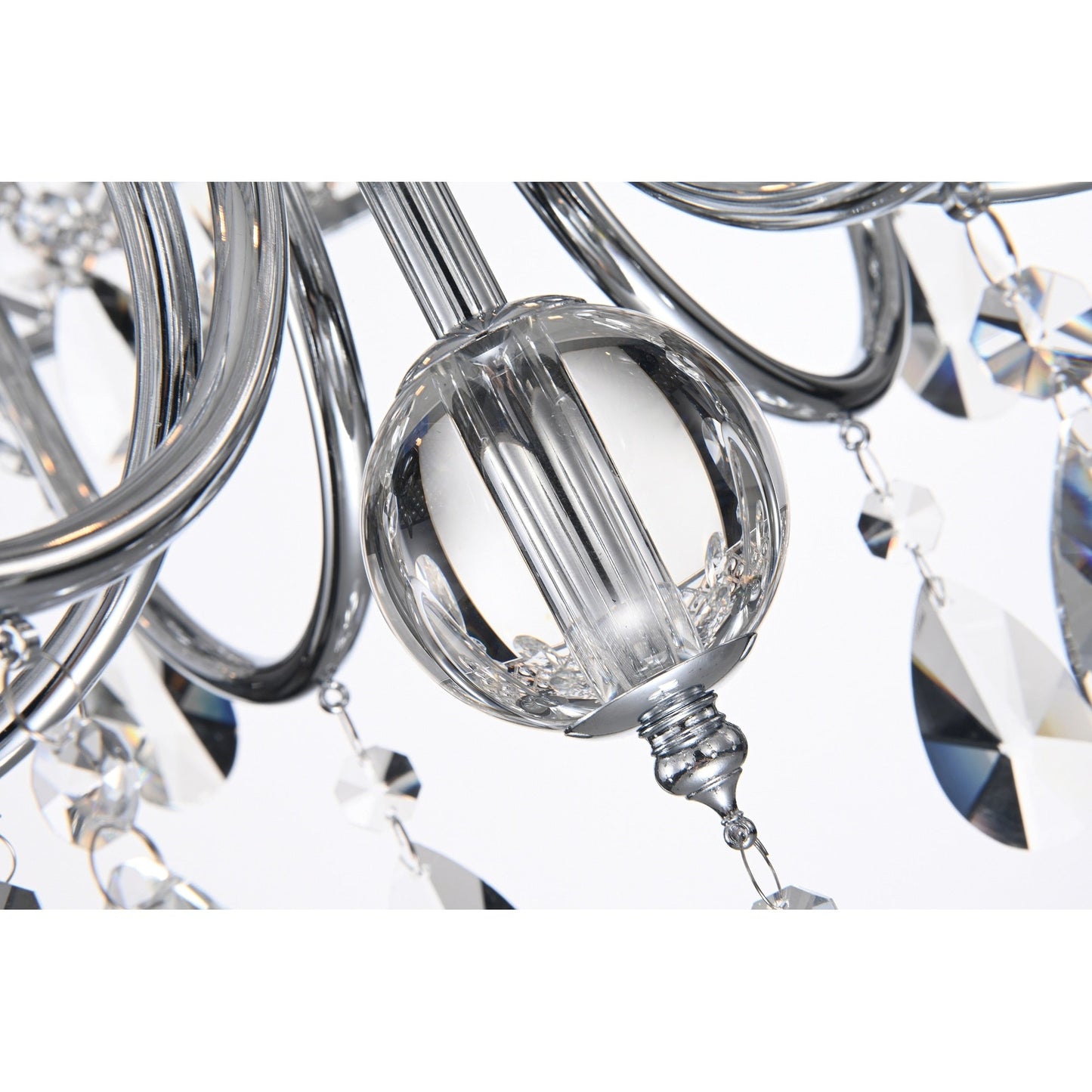 Round Beaded Drum Chandelier with Hanging Crystals