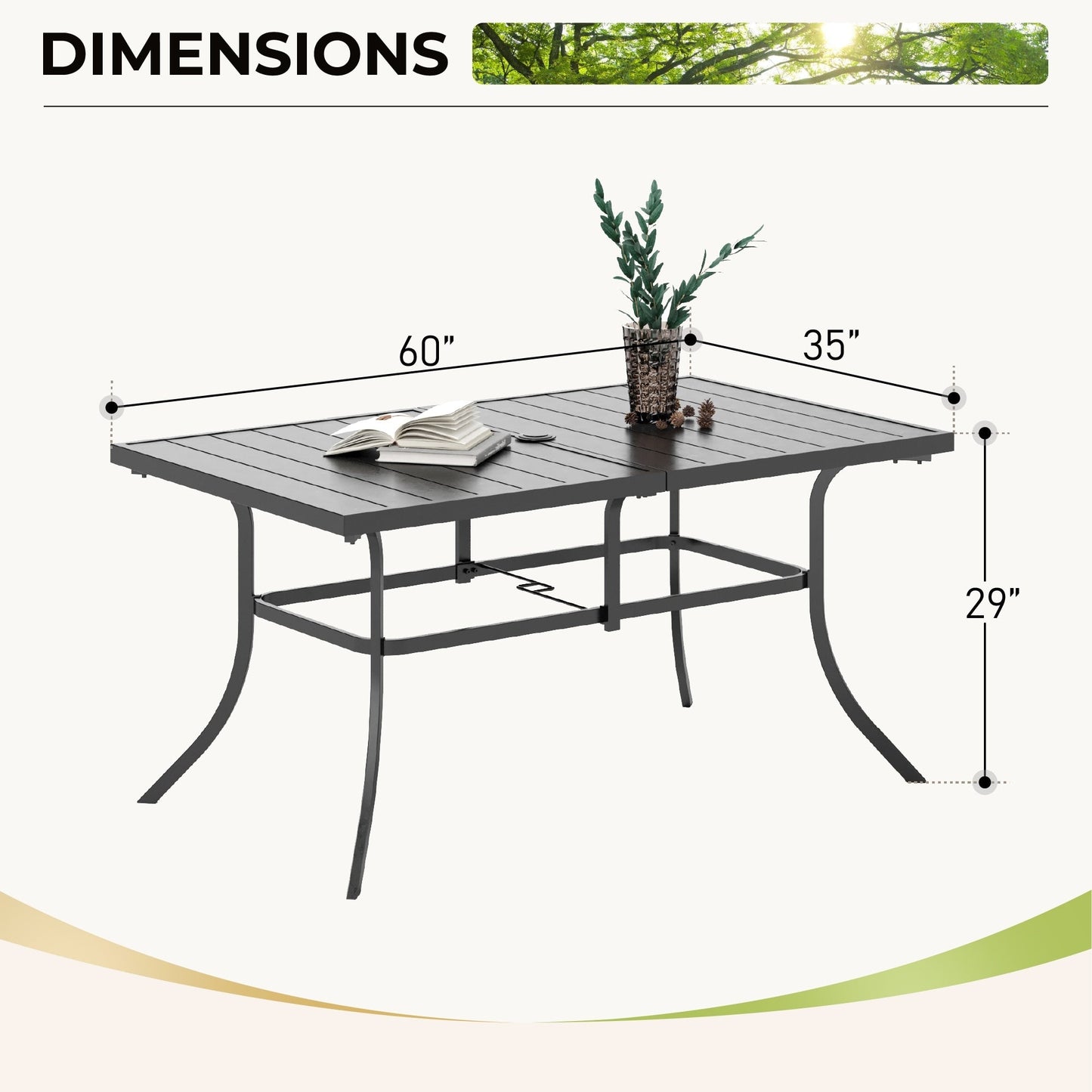 Ensemble de salle à manger de patio MAISON ARTS 5/7 pièces, 4/6 chaises pivotantes en rotin avec coussin et 1 table en métal avec trou pour parasol