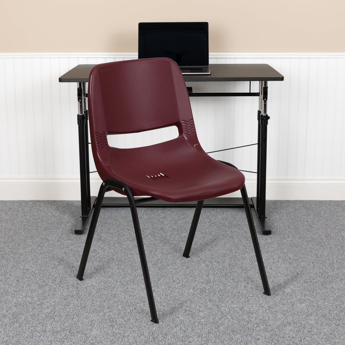 5 Pack 880 lb. Capacity Ergonomic Shell Stack Chair with Metal Frame - 23.5D x 19.25W x 32H