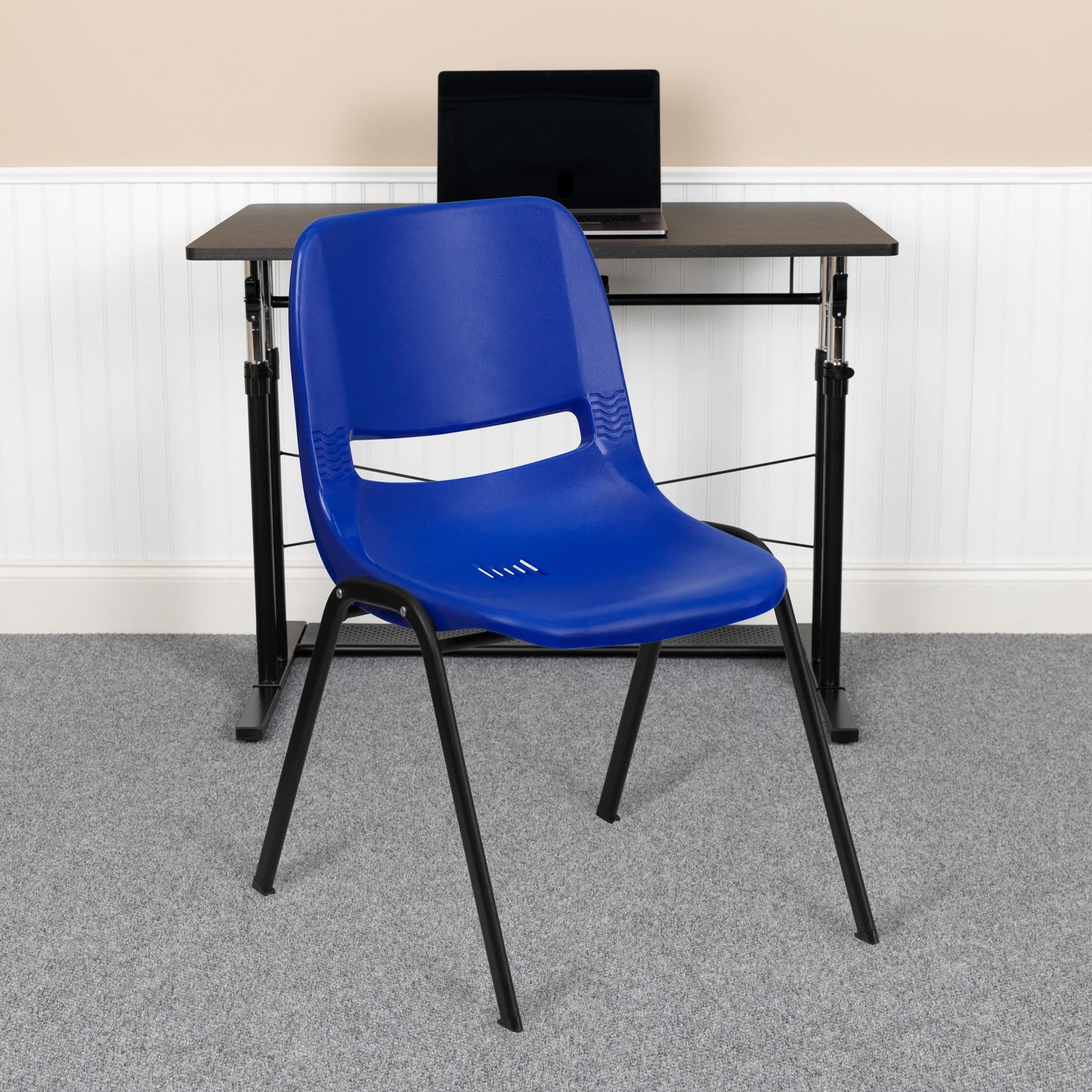 5 Pack 880 lb. Capacity Ergonomic Shell Stack Chair with Metal Frame - 23.5D x 19.25W x 32H