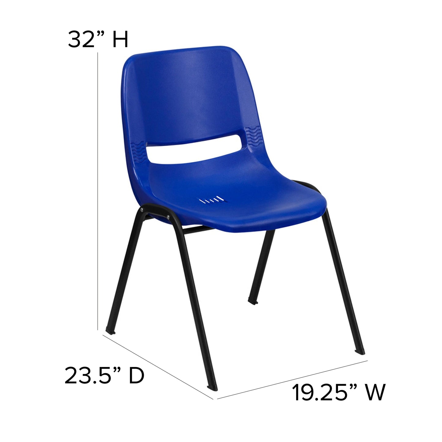 5 Pack 880 lb. Capacity Ergonomic Shell Stack Chair with Metal Frame - 23.5D x 19.25W x 32H