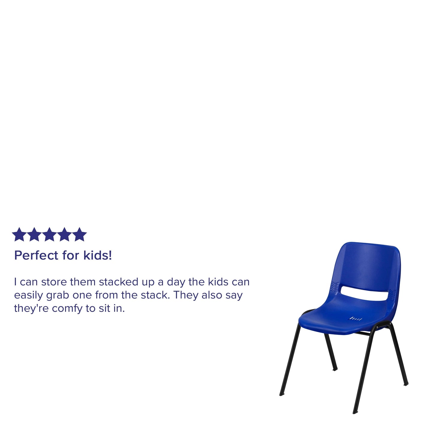 5 Pack 880 lb. Capacity Ergonomic Shell Stack Chair with Metal Frame - 23.5D x 19.25W x 32H
