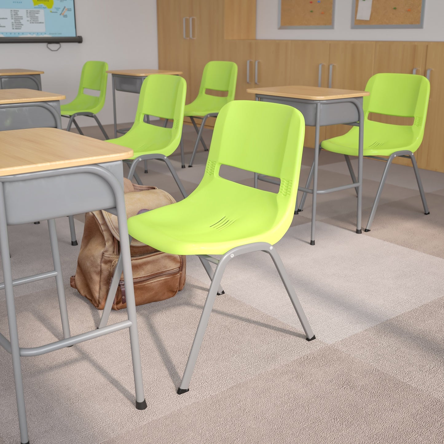 5 Pack 880 lb. Capacity Ergonomic Shell Stack Chair with Metal Frame - 23.5D x 19.25W x 32H