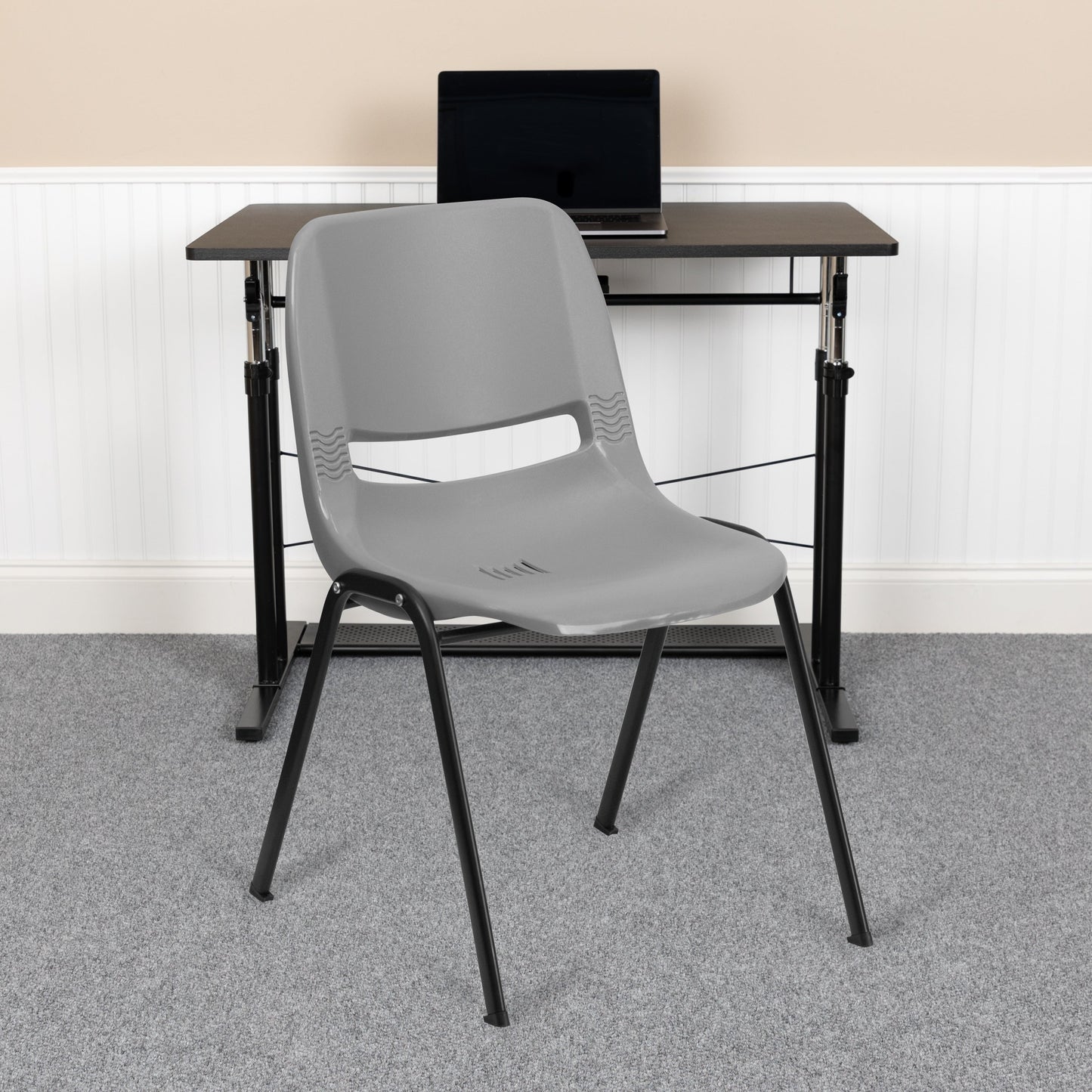 5 Pack 880 lb. Capacity Ergonomic Shell Stack Chair with Metal Frame - 23.5D x 19.25W x 32H