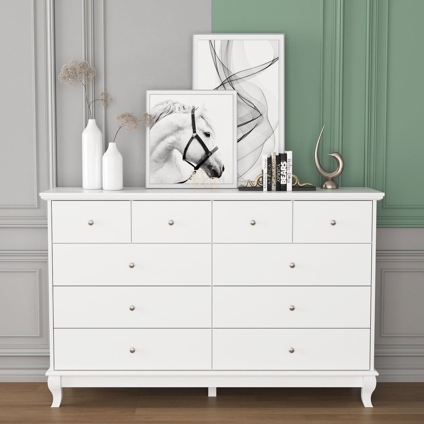55.1 Wide Double Bedroom Dresser with Storage Drawers