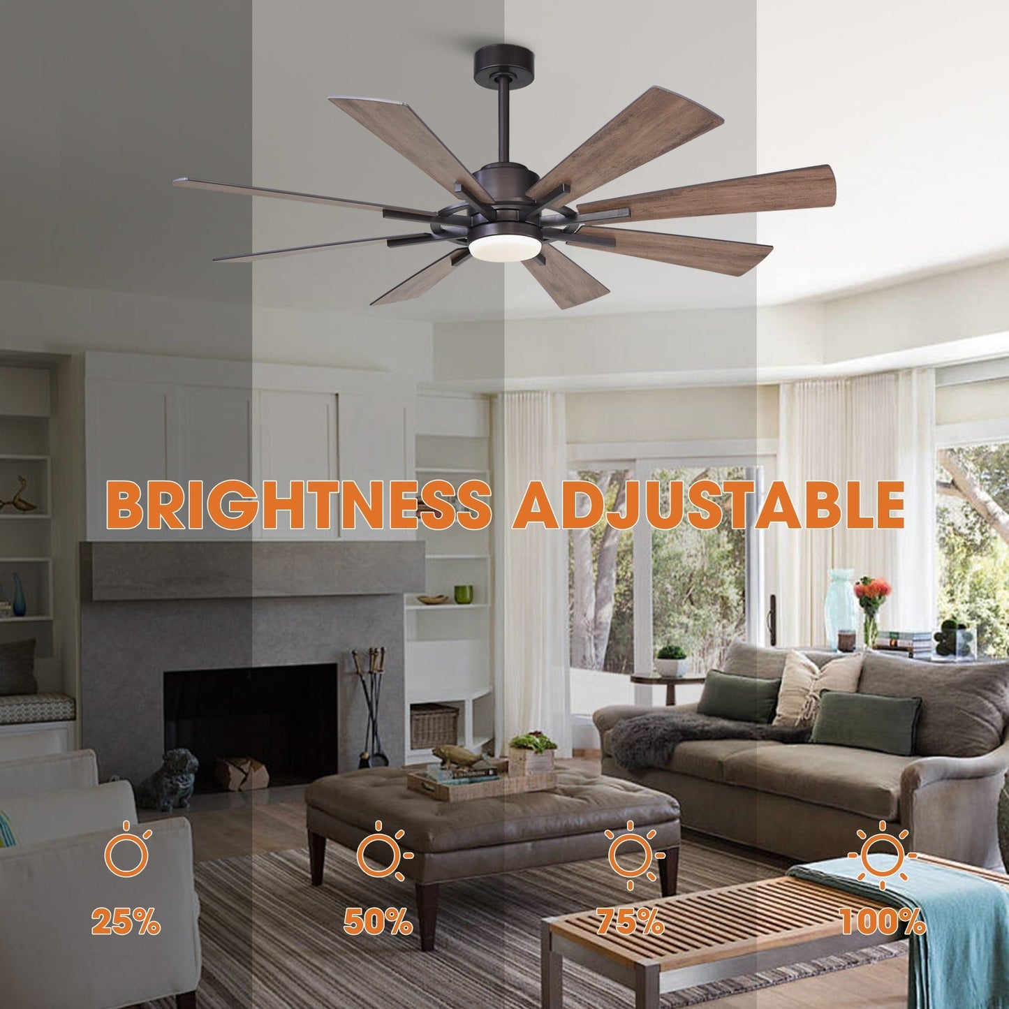 Parrot Uncle 60 Farmhouse Integrated LED Windmill Ceiling Fan with Light and Remote