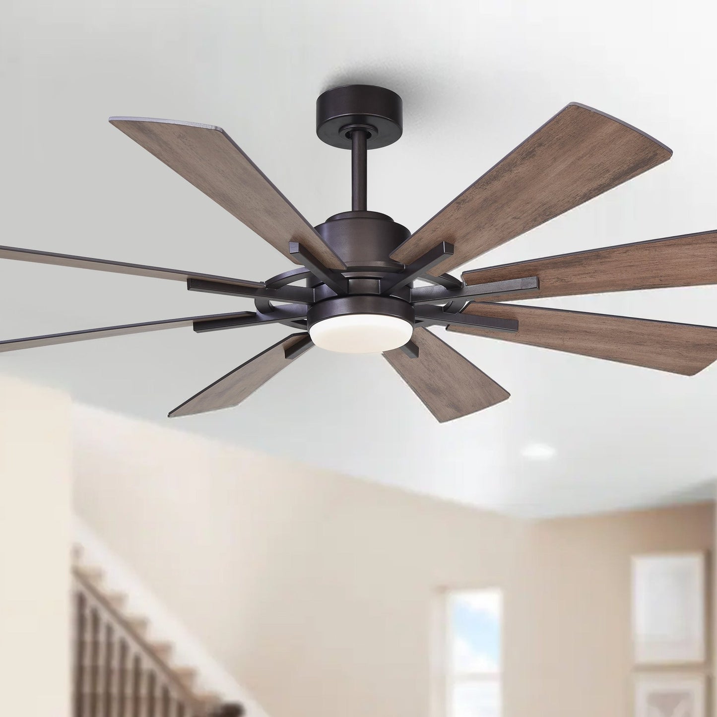 Parrot Uncle 60 Farmhouse Integrated LED Windmill Ceiling Fan with Light and Remote