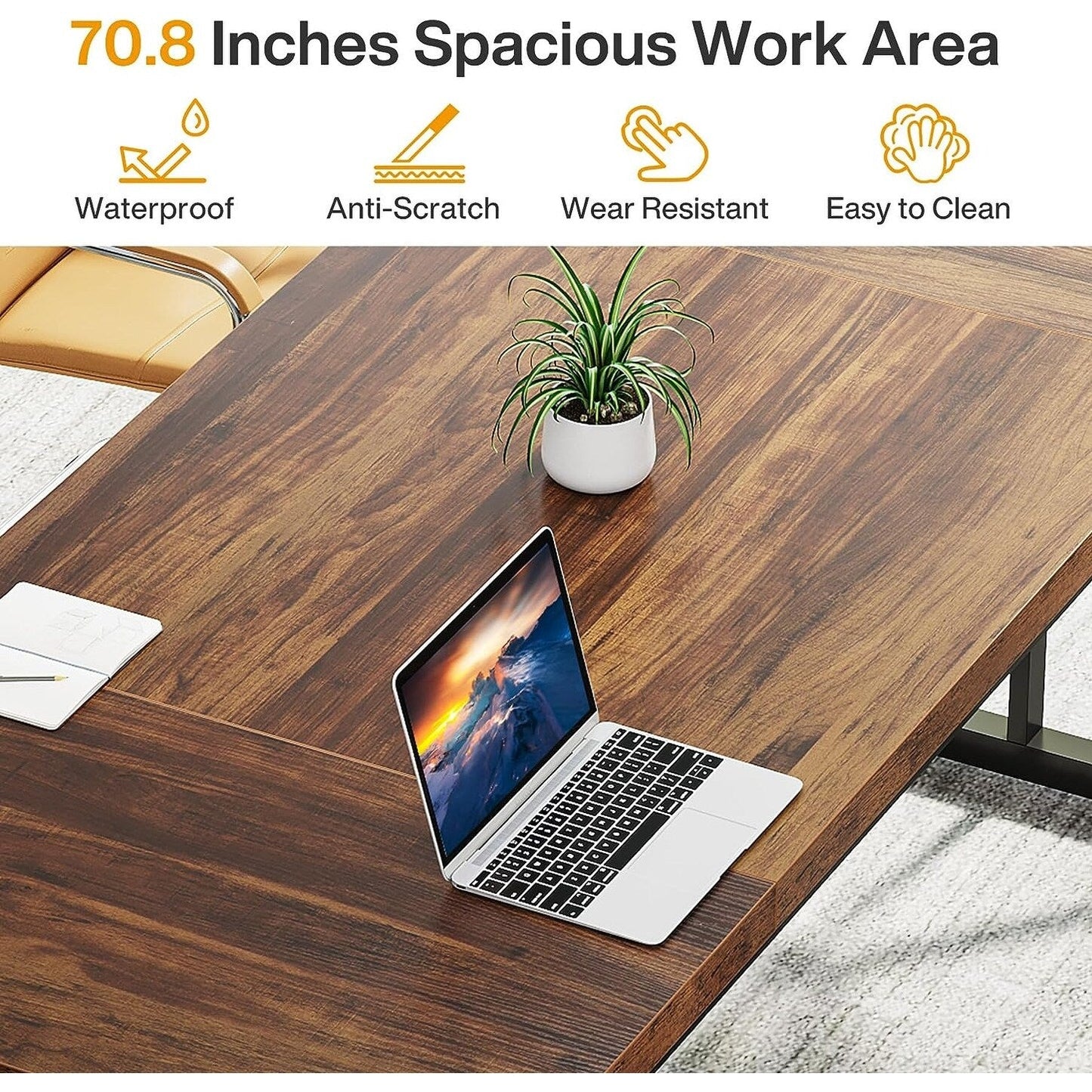 70.8-Inch Executive Desk, Large Computer Office Desk Workstation