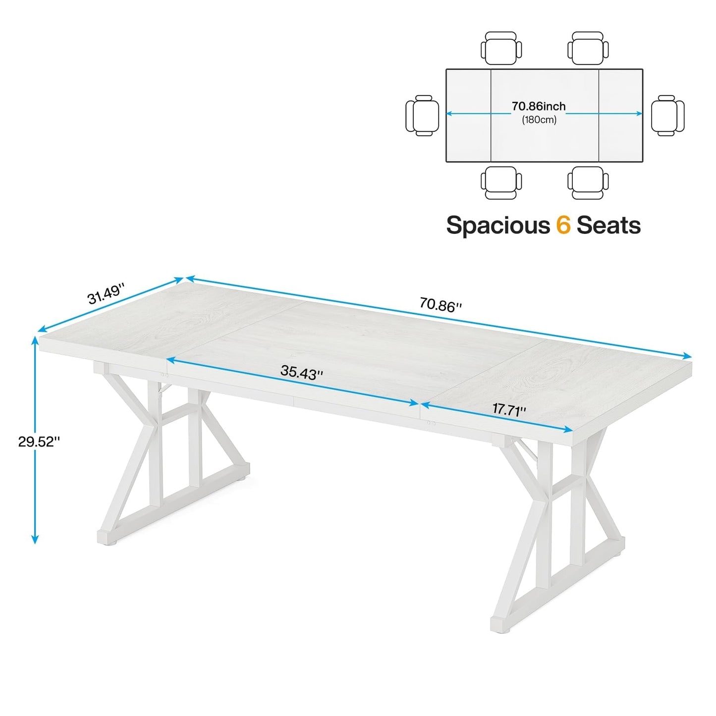 70.8-Inch Executive Desk, Large Computer Office Desk Workstation