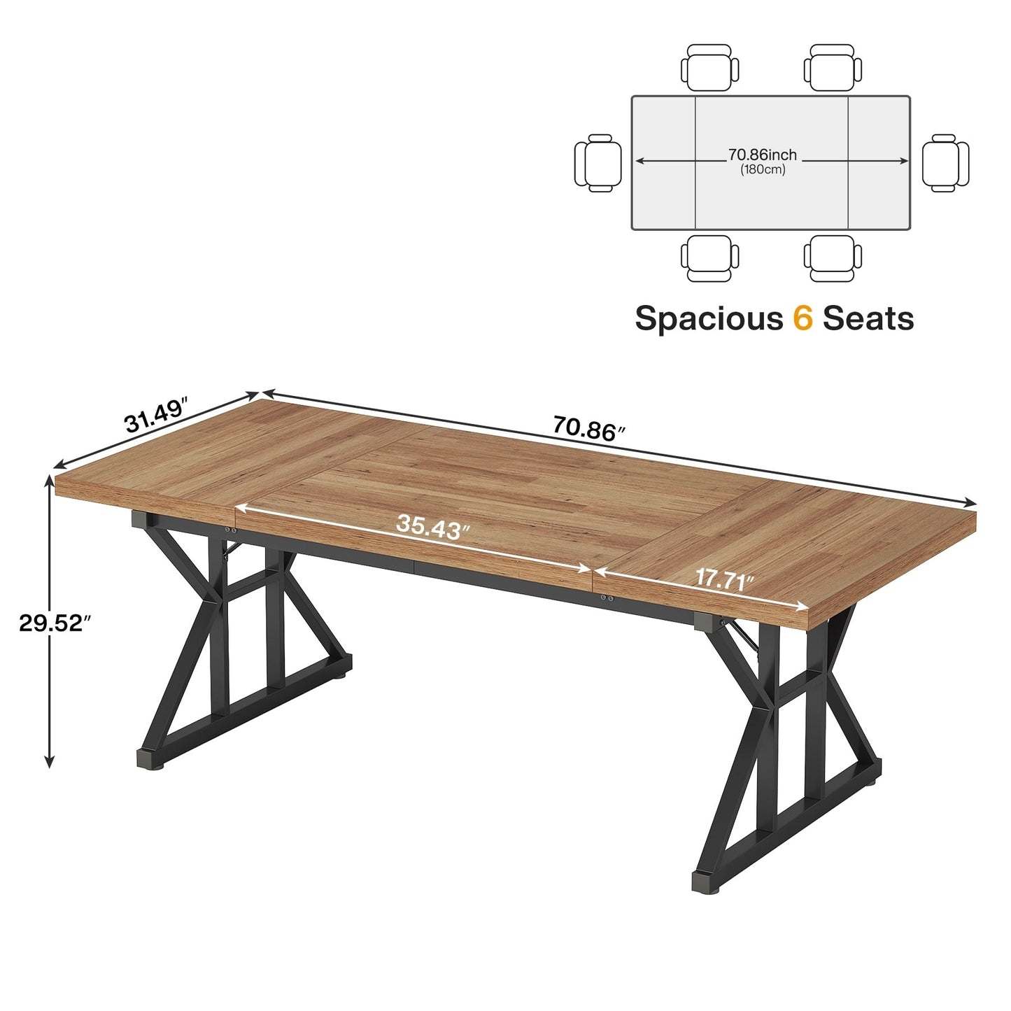 70.8-Inch Executive Desk, Large Computer Office Desk Workstation