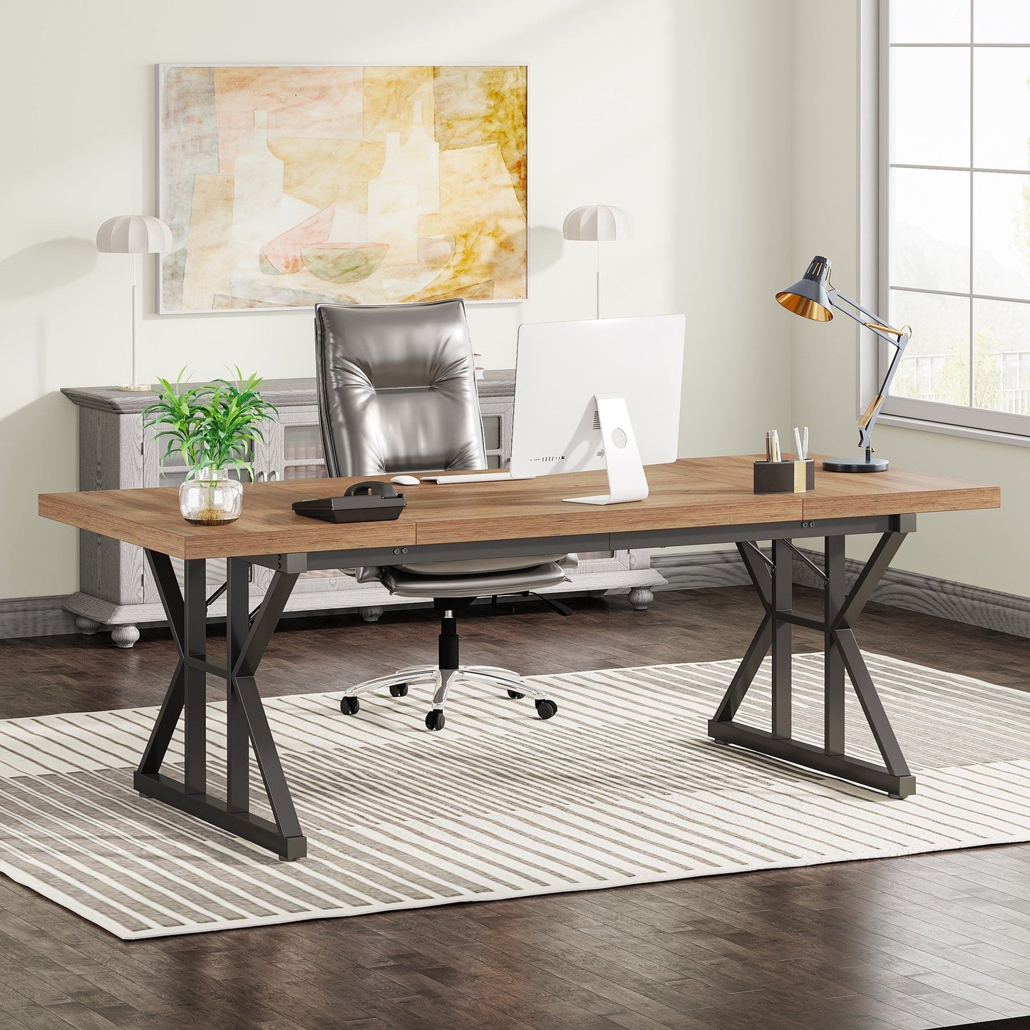 70.8-Inch Executive Desk, Large Computer Office Desk Workstation