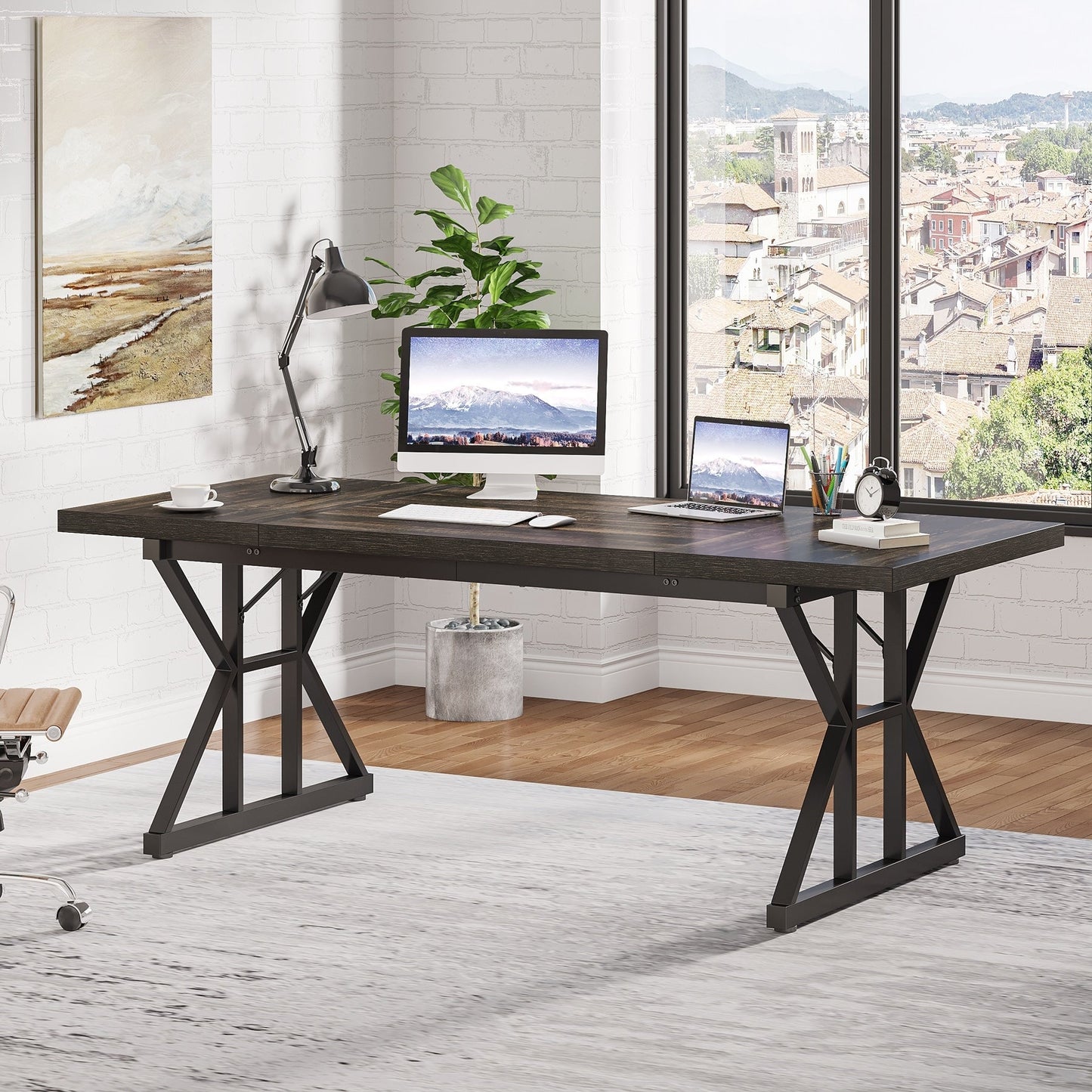 70.8-Inch Executive Desk, Large Computer Office Desk Workstation