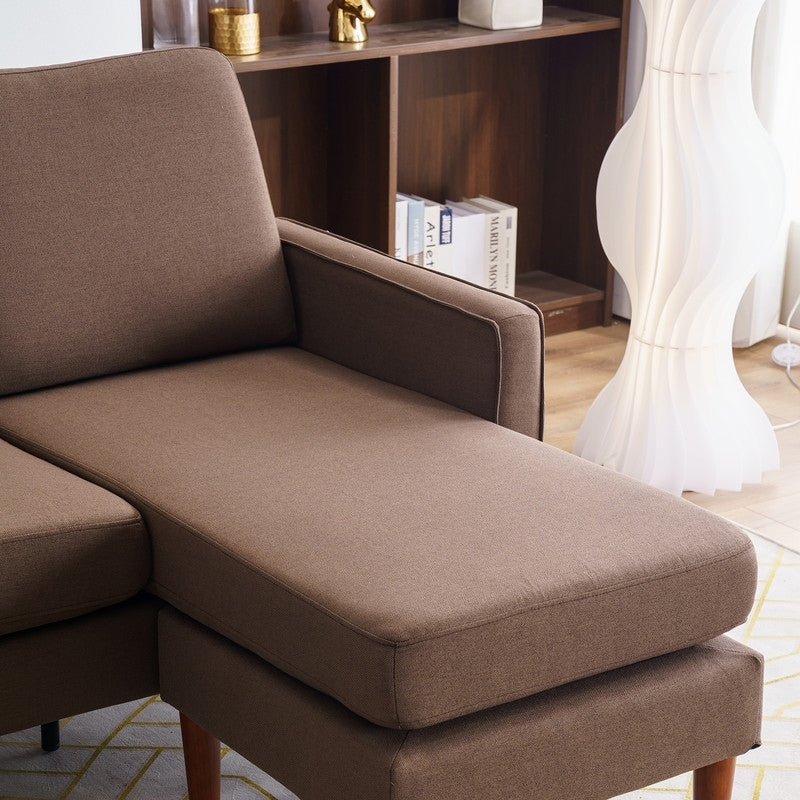 Canapé d'intérieur modulaire 3 places en lin beige avec accoudoirs et pédales Concubine