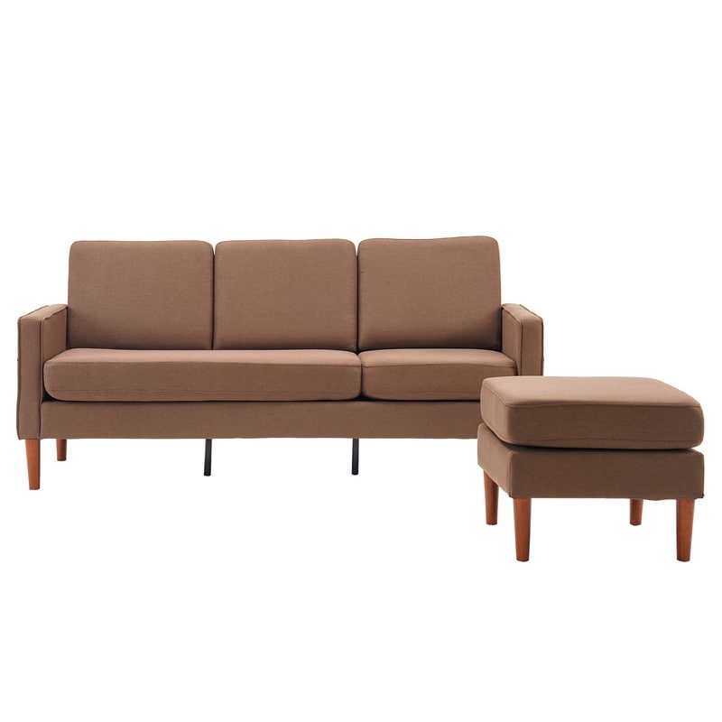 Canapé d'intérieur modulaire 3 places en lin beige avec accoudoirs et pédales Concubine