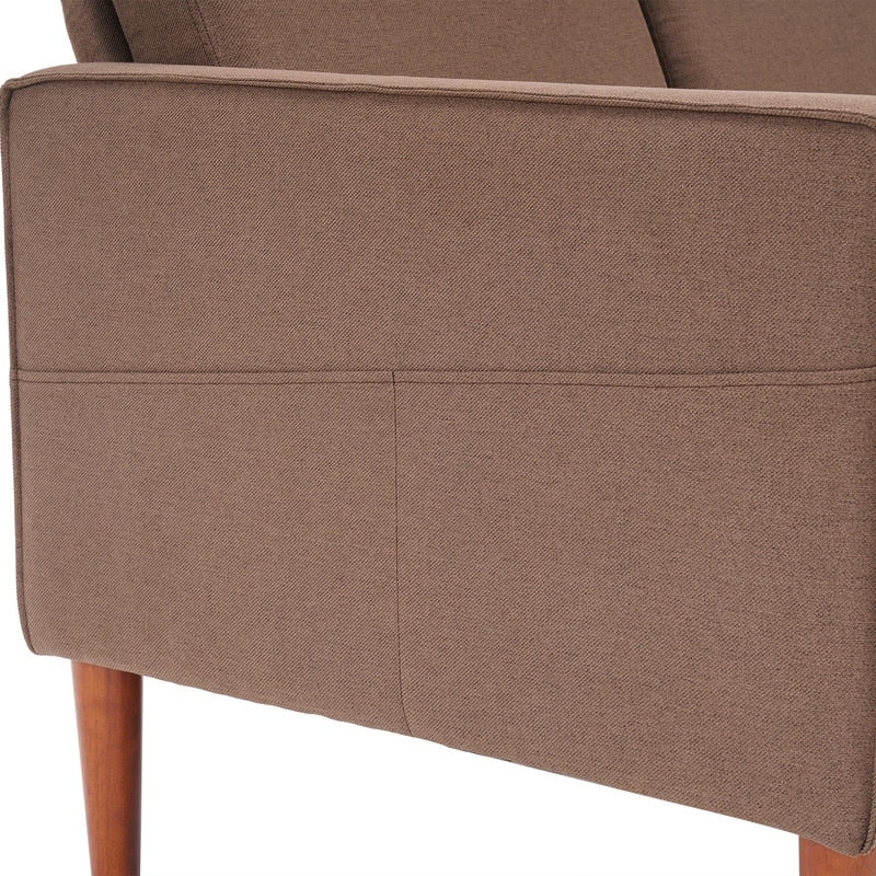 Canapé d'intérieur modulaire 3 places en lin beige avec accoudoirs et pédales Concubine