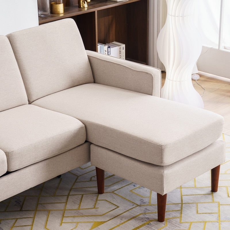 Canapé d'intérieur modulaire 3 places en lin beige avec accoudoirs et pédales Concubine