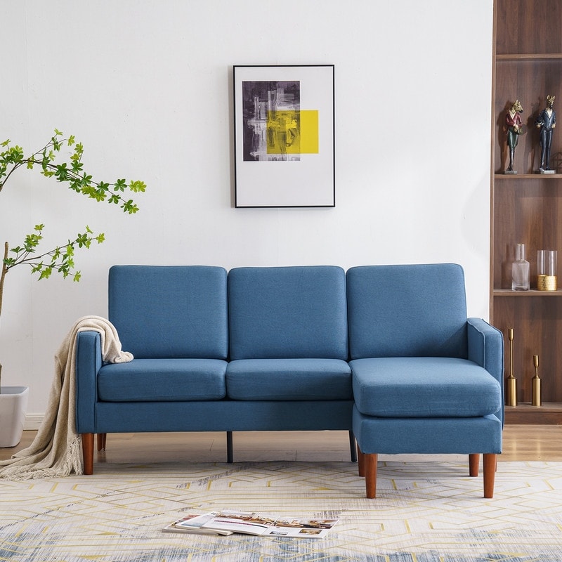 Canapé d'intérieur modulaire 3 places en lin beige avec accoudoirs et pédales Concubine