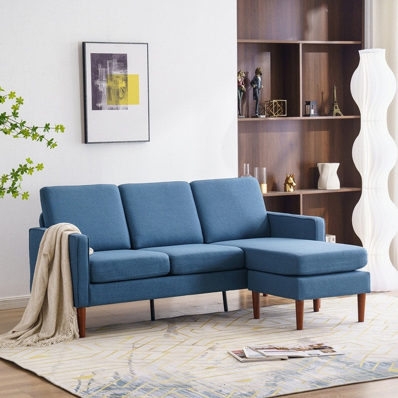 Canapé d'intérieur modulaire 3 places en lin beige avec accoudoirs et pédales Concubine