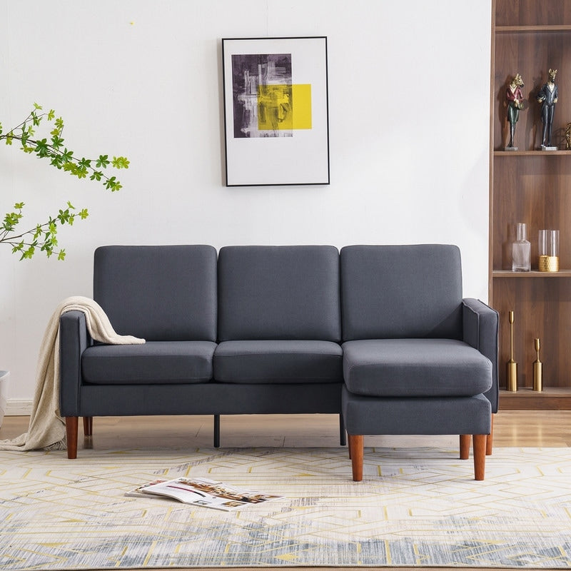 Canapé d'intérieur modulaire 3 places en lin beige avec accoudoirs et pédales Concubine