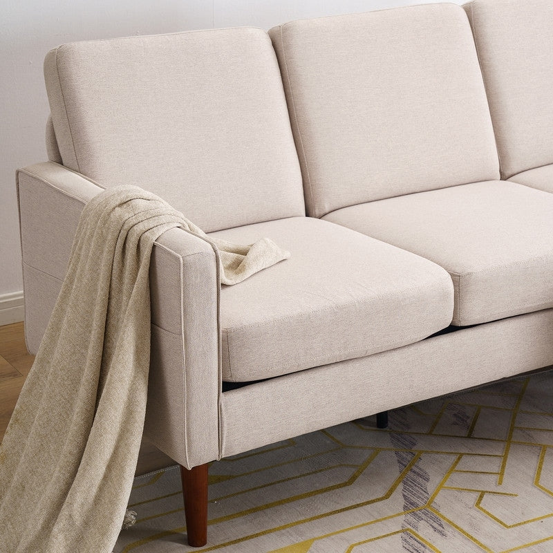 Canapé d'intérieur modulaire 3 places en lin beige avec accoudoirs et pédales Concubine