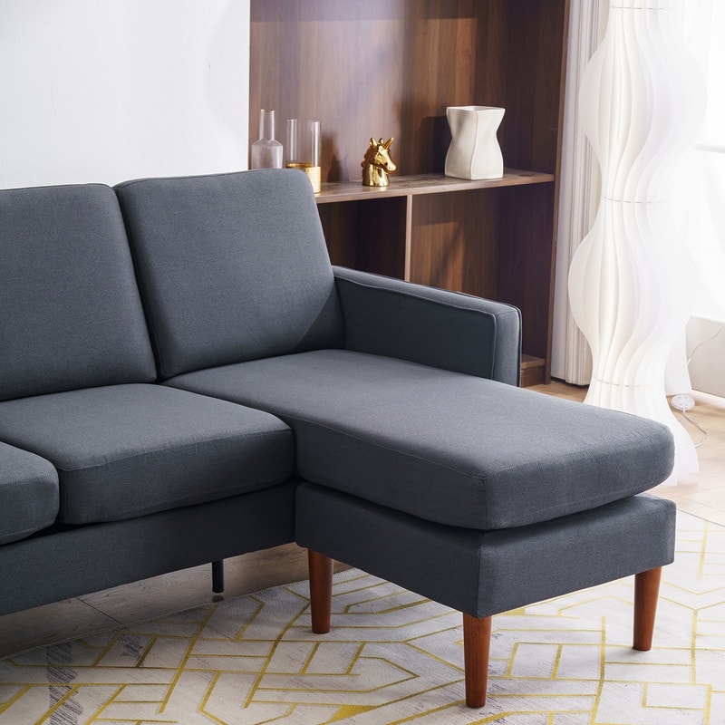 Canapé d'intérieur modulaire 3 places en lin beige avec accoudoirs et pédales Concubine