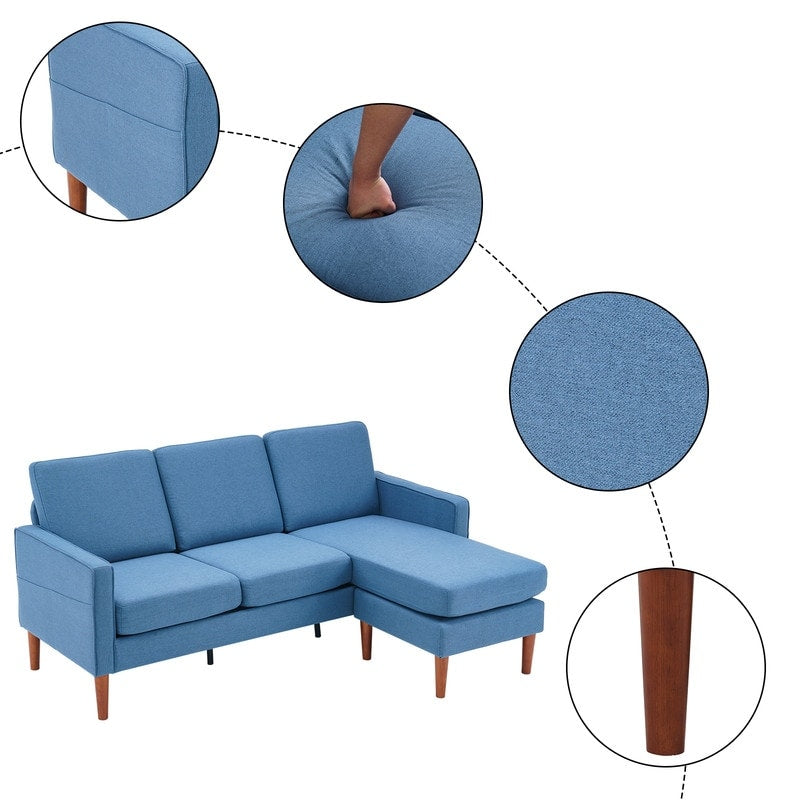 Canapé d'intérieur modulaire 3 places en lin beige avec accoudoirs et pédales Concubine