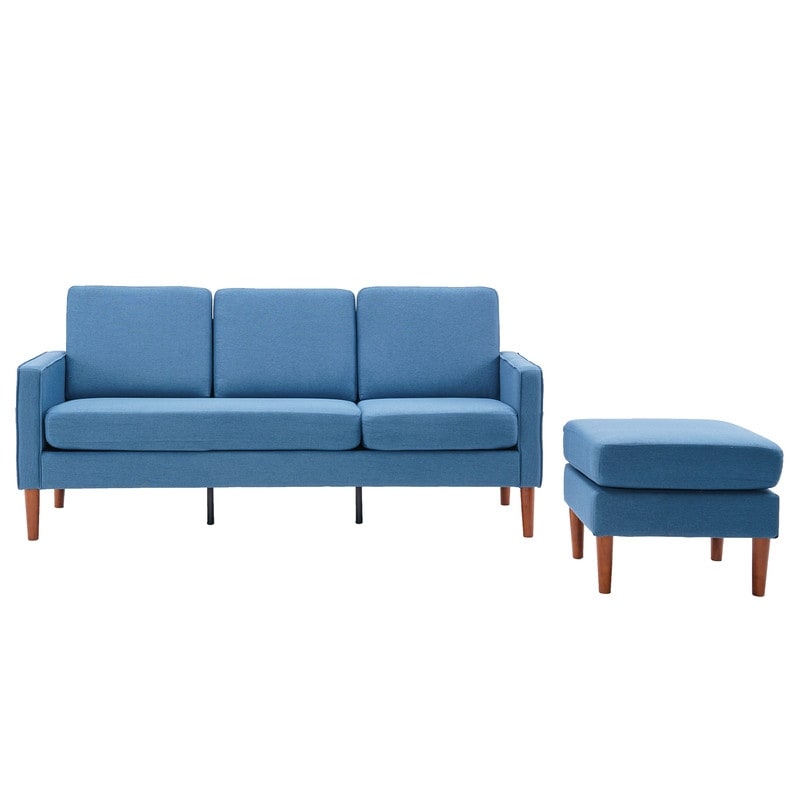 Canapé d'intérieur modulaire 3 places en lin beige avec accoudoirs et pédales Concubine