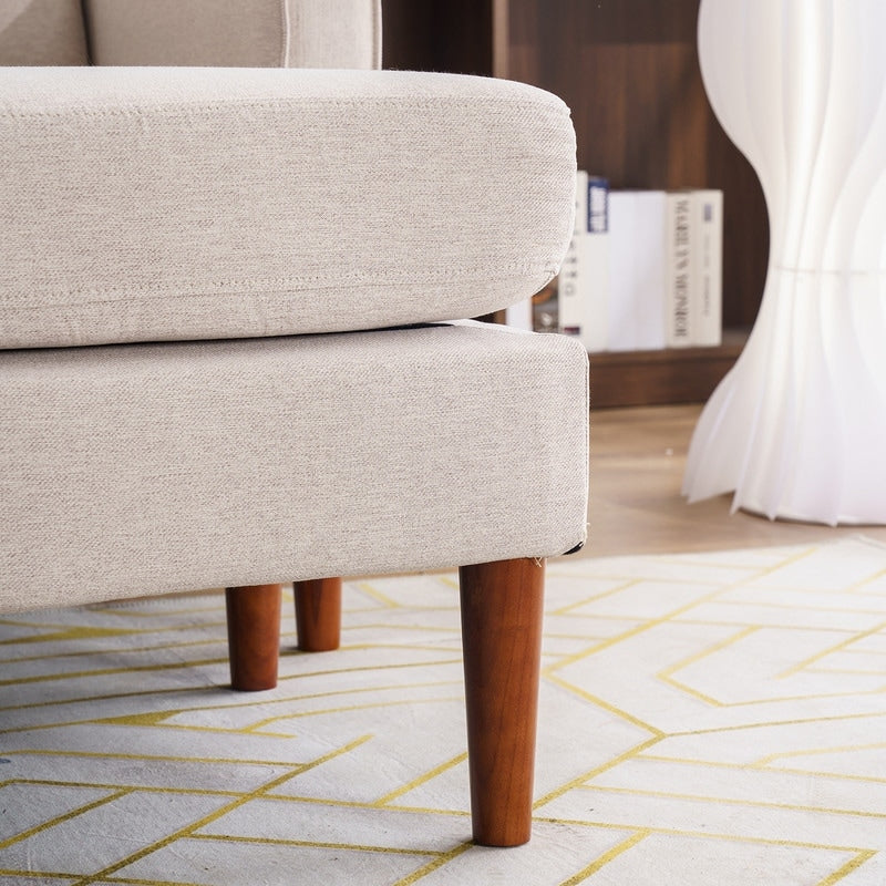 Canapé d'intérieur modulaire 3 places en lin beige avec accoudoirs et pédales Concubine