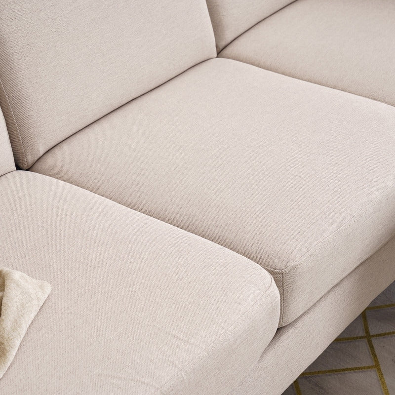 Canapé d'intérieur modulaire 3 places en lin beige avec accoudoirs et pédales Concubine