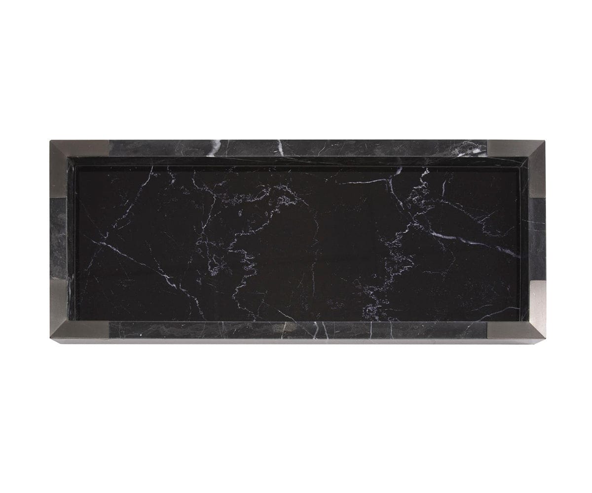 Plateau en marbre miroir noir