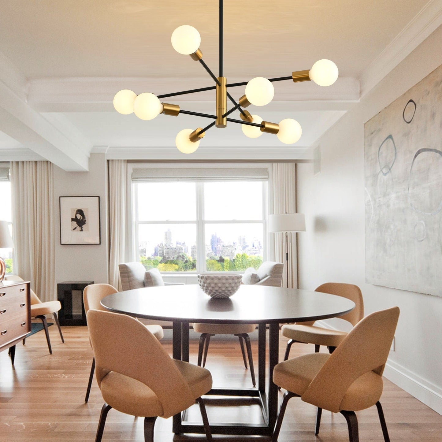 8/10/12-Light Modern Sputnik Linear Chandelier