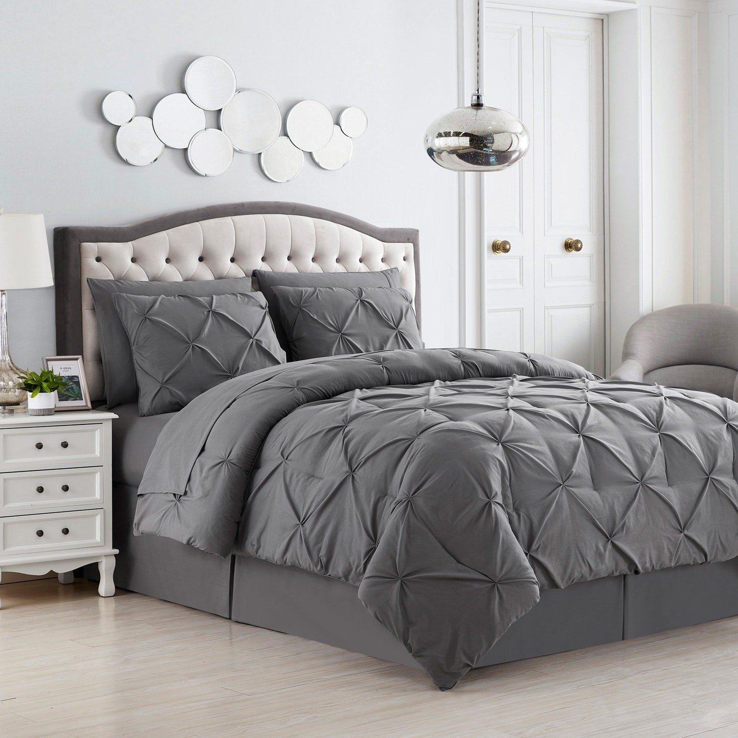 8 Piece Bed In A Bag Pintuck Comforter Sheet Set