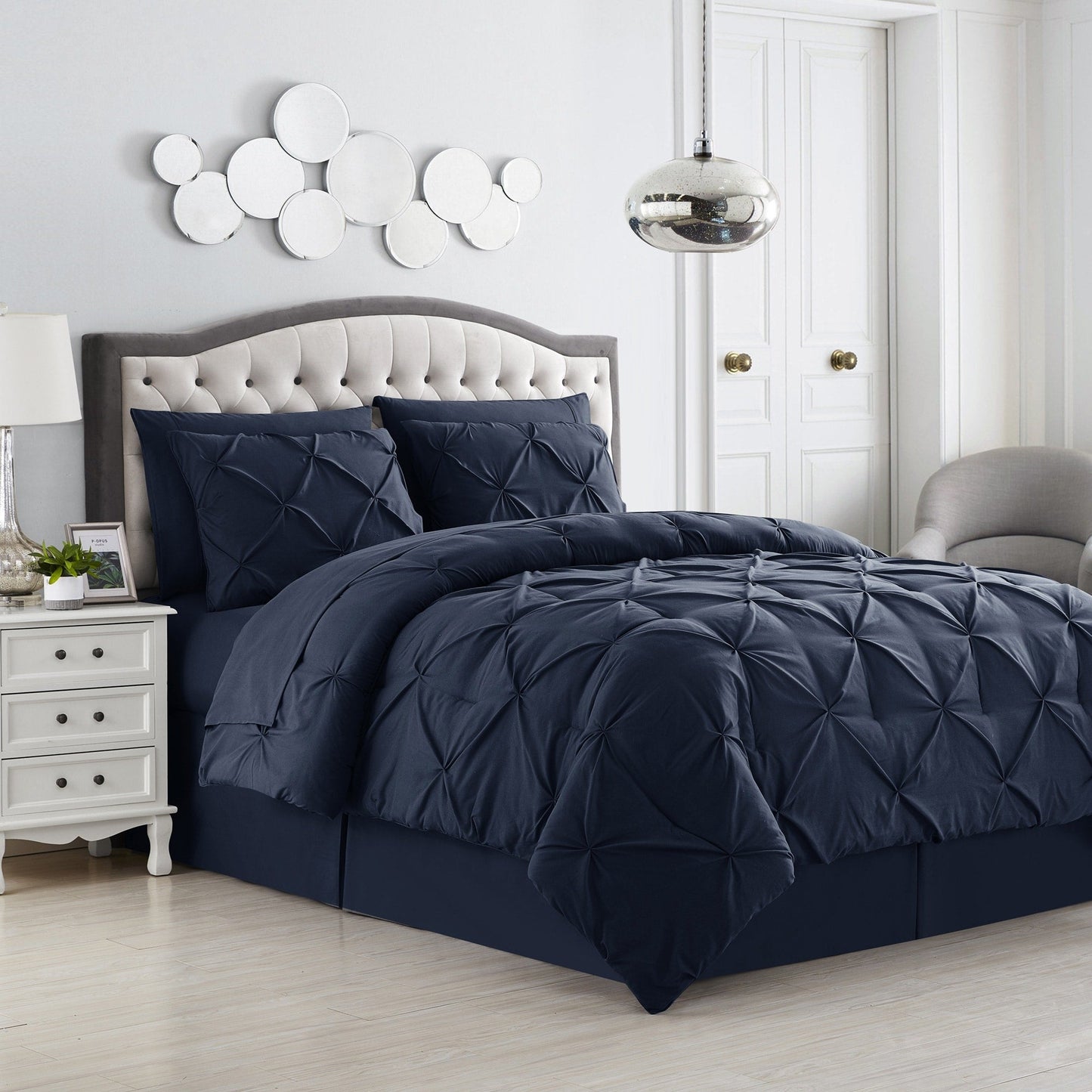 8 Piece Bed In A Bag Pintuck Comforter Sheet Set