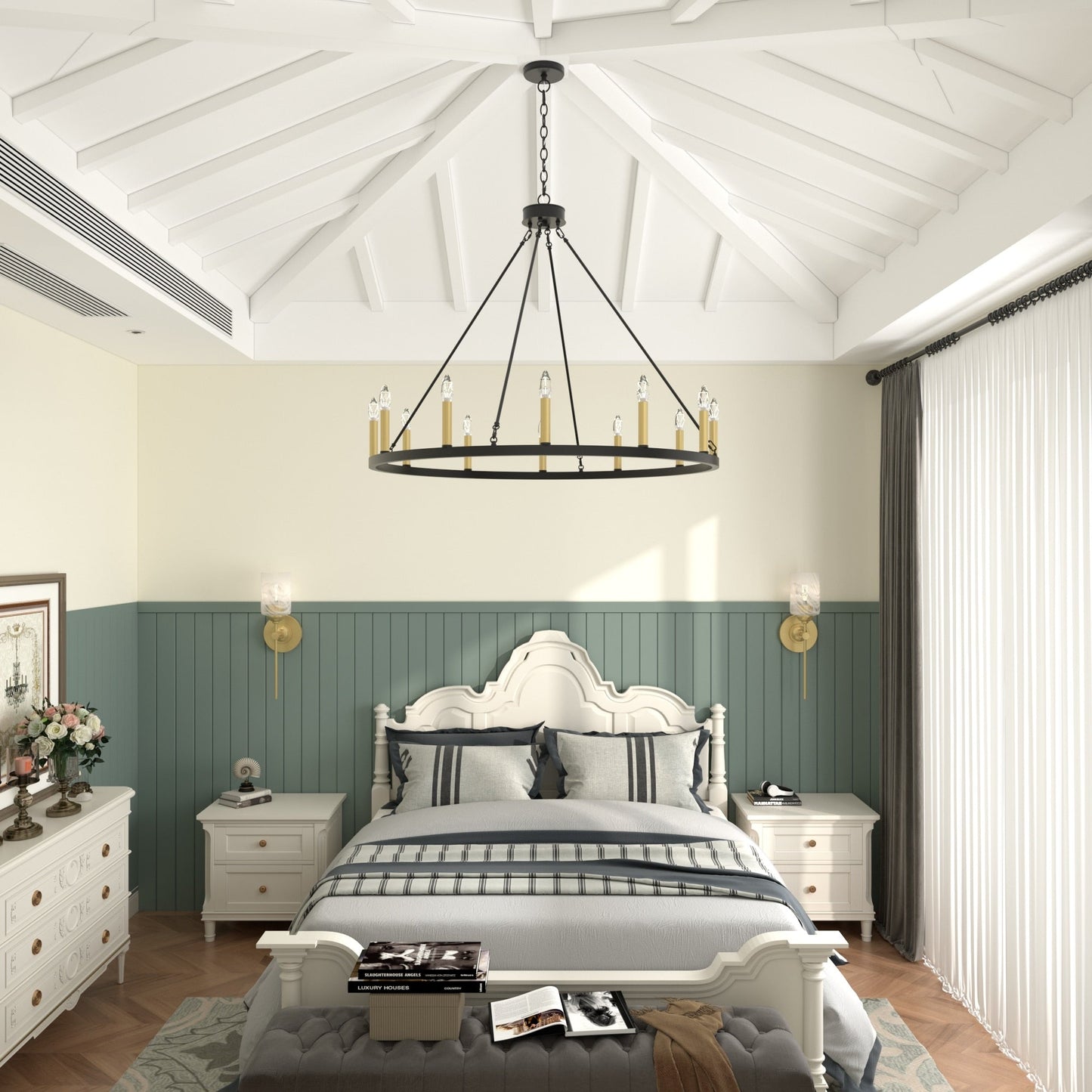 Acroma 12-light Farmhouse 40In Wagon Wheel Chandelier with UL - 40'' D x 138'' H