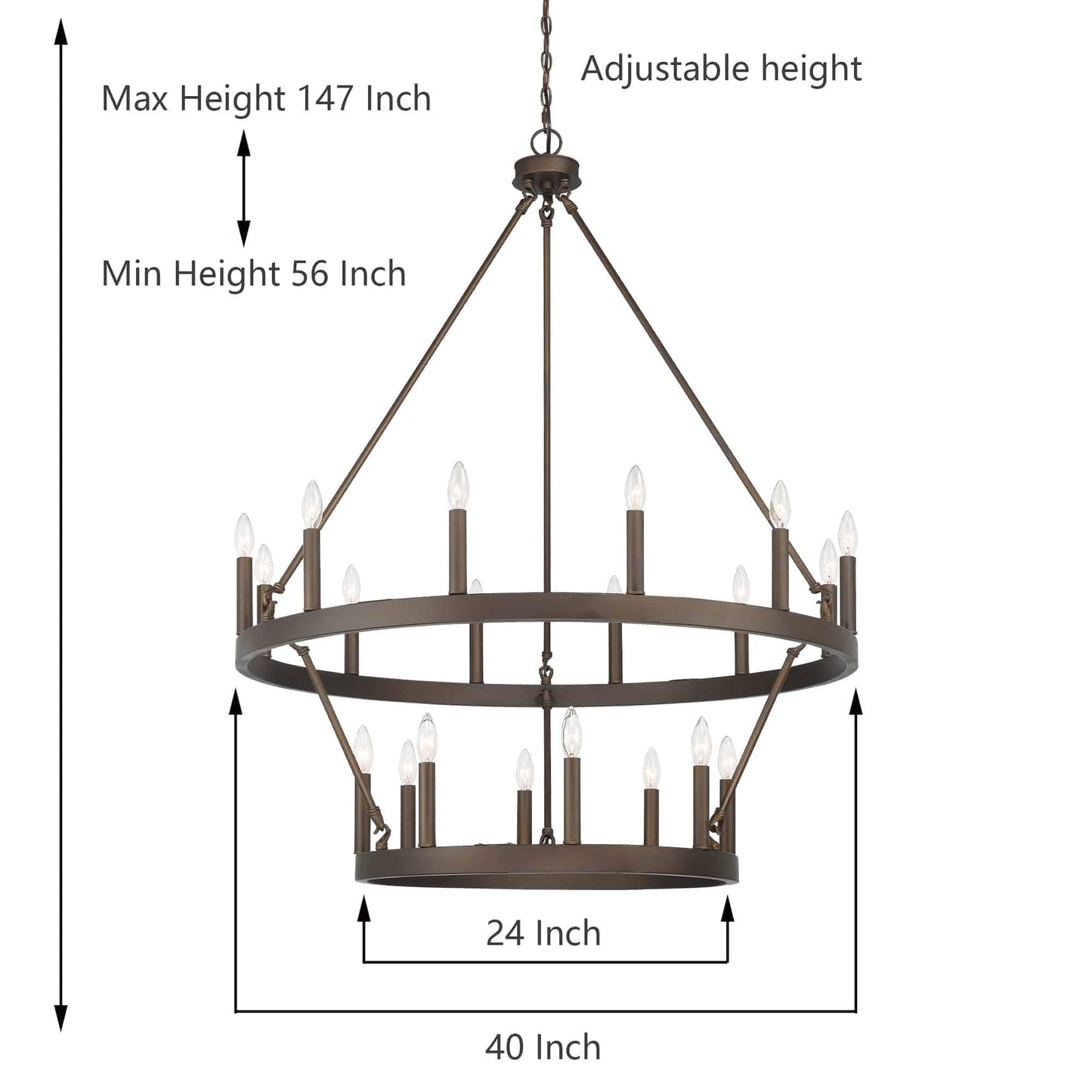 Acroma 20-light Modern Farmhouse 40In Round Wagon Wheel Chandelier with UL